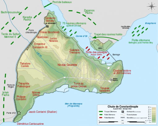 562 χρόνια από την Άλωση της Κωνσταντινούπολης 512px-Siege_of_Constantinople_1453_map-fr.svg