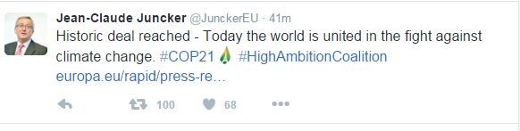 Ιστορική συμφωνία για την κλιματική αλλαγή στο Παρίσι juncker